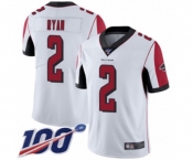 Men's Atlanta Falcons #2 Matt Ryan White Vapor Untouchable Limited Player 100th Season Football Jersey