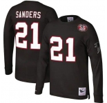 Men's Atlanta Falcons #21 Deion Sanders Black Therma Long Sleeve Throwback NFL Jerseys
