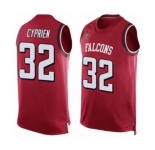 Men's Atlanta Falcons #32 Johnathan Cyprien Limited Red Player Name & Number Tank Top Football Jersey