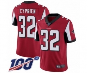 Men's Atlanta Falcons #32 Johnathan Cyprien Red Team Color Vapor Untouchable Limited Player 100th Season Football Jersey