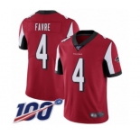 Men's Atlanta Falcons #4 Brett Favre Red Team Color Vapor Untouchable Limited Player 100th Season Football Jersey