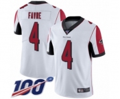 Men's Atlanta Falcons #4 Brett Favre White Vapor Untouchable Limited Player 100th Season Football Jersey
