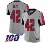 Men's Atlanta Falcons #42 Duke Riley Limited Silver Inverted Legend 100th Season Football Jersey