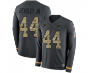 Men's Atlanta Falcons #44 Vic Beasley Limited Black Salute to Service Therma Long Sleeve Football Jersey