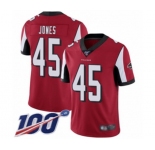 Men's Atlanta Falcons #45 Deion Jones Red Team Color Vapor Untouchable Limited Player 100th Season Football Jersey