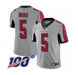 Men's Atlanta Falcons #5 Matt Bosher Limited Silver Inverted Legend 100th Season Football Jersey