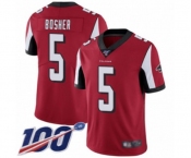 Men's Atlanta Falcons #5 Matt Bosher Red Team Color Vapor Untouchable Limited Player 100th Season Football Jersey