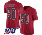 Men's Atlanta Falcons #50 John Cominsky Limited Red Rush Vapor Untouchable 100th Season Football Jersey