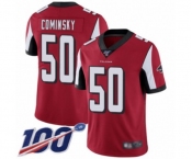 Men's Atlanta Falcons #50 John Cominsky Red Team Color Vapor Untouchable Limited Player 100th Season Football Jersey