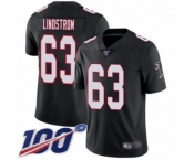 Men's Atlanta Falcons #63 Chris Lindstrom Black Alternate Vapor Untouchable Limited Player 100th Season Football Jersey