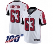 Men's Atlanta Falcons #63 Chris Lindstrom White Vapor Untouchable Limited Player 100th Season Football Jersey