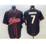 Men's Atlanta Falcons #7 Bijan Robinson Black With Patch Cool Base Stitched Baseball Jersey