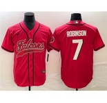 Men's Atlanta Falcons #7 Bijan Robinson Red With Patch Cool Base Stitched Baseball Jerse