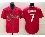 Men's Atlanta Falcons #7 Bijan Robinson Red With Patch Cool Base Stitched Baseball Jerse