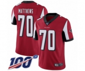 Men's Atlanta Falcons #70 Jake Matthews Red Team Color Vapor Untouchable Limited Player 100th Season Football Jersey