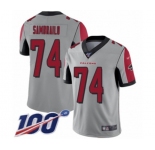 Men's Atlanta Falcons #74 Ty Sambrailo Limited Silver Inverted Legend 100th Season Football Jersey