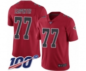 Men's Atlanta Falcons #77 James Carpenter Limited Red Rush Vapor Untouchable 100th Season Football Jersey