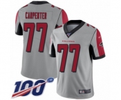 Men's Atlanta Falcons #77 James Carpenter Limited Silver Inverted Legend 100th Season Football Jersey