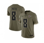 Men's Atlanta Falcons #8 Kyle Pitts 2022 Olive Salute To Service Limited Stitched Jersey