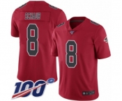 Men's Atlanta Falcons #8 Matt Schaub Limited Red Rush Vapor Untouchable 100th Season Football Jersey