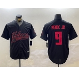 Men's Atlanta Falcons #9 Michael Penix Jr. Black With Patch Cool Base Stitched Baseball Jersey
