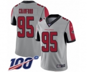 Men's Atlanta Falcons #95 Jack Crawford Limited Silver Inverted Legend 100th Season Football Jersey