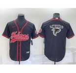 Men's Atlanta Falcons Black Team Big Logo With Patch Cool Base Stitched Baseball Jersey