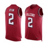 Men's Nike Atlanta Falcons #2 Matt Ryan Limited Red Player Name & Number Tank Top NFL Jersey