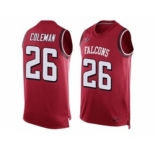 Nike Atlanta Falcons #26 Tevin Coleman Red Team Color Men's Stitched NFL Limited Tank Top Jersey