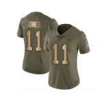 Women Nike Atlanta Falcons #11 Julio Jones Limited Olive Gold 2017 Salute to Service NFL Jersey