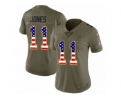 Women Nike Atlanta Falcons #11 Julio Jones Limited Olive USA Flag 2017 Salute to Service NFL Jersey