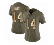 Women Nike Atlanta Falcons #14 Justin Hardy Limited Olive Gold 2017 Salute to Service NFL Jersey