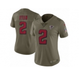 Women Nike Atlanta Falcons #2 Matt Ryan Limited Olive 2017 Salute to Service NFL Jersey