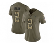 Women Nike Atlanta Falcons #2 Matt Ryan Limited Olive Camo 2017 Salute to Service NFL Jersey