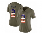 Women Nike Atlanta Falcons #2 Matt Ryan Limited Olive USA Flag 2017 Salute to Service NFL Jersey