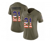 Women Nike Atlanta Falcons #21 Deion Sanders Limited Olive USA Flag 2017 Salute to Service NFL Jersey