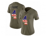 Women Nike Atlanta Falcons #4 Brett Favre Limited Olive USA Flag 2017 Salute to Service NFL Jersey