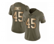 Women Nike Atlanta Falcons #45 Deion Jones Limited Olive Gold 2017 Salute to Service NFL Jersey