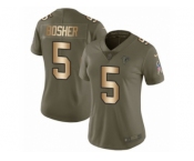Women Nike Atlanta Falcons #5 Matt Bosher Limited Olive Gold 2017 Salute to Service NFL Jersey