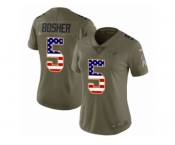 Women Nike Atlanta Falcons #5 Matt Bosher Limited Olive USA Flag 2017 Salute to Service NFL Jersey