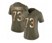 Women Nike Atlanta Falcons #73 Ryan Schraeder Limited Olive Gold 2017 Salute to Service NFL Jersey