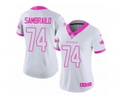Women Nike Atlanta Falcons #74 Ty Sambrailo Limited White Pink Rush Fashion NFL Jersey