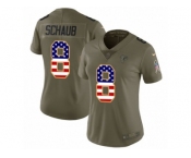 Women Nike Atlanta Falcons #8 Matt Schaub Limited Olive USA Flag 2017 Salute to Service NFL Jersey