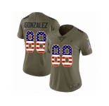 Women Nike Atlanta Falcons #88 Tony Gonzalez Limited Olive USA Flag 2017 Salute to Service NFL Jersey