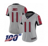 Women's Atlanta Falcons #11 Julio Jones Limited Silver Inverted Legend 100th Season Football Jersey