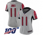 Women's Atlanta Falcons #11 Julio Jones Limited Silver Inverted Legend 100th Season Football Jersey