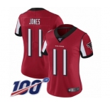 Women's Atlanta Falcons #11 Julio Jones Red Team Color Vapor Untouchable Limited Player 100th Season Football Jersey