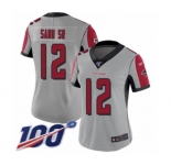 Women's Atlanta Falcons #12 Mohamed Sanu Limited Silver Inverted Legend 100th Season Football Jersey