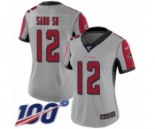 Women's Atlanta Falcons #12 Mohamed Sanu Limited Silver Inverted Legend 100th Season Football Jersey