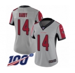 Women's Atlanta Falcons #14 Justin Hardy Limited Silver Inverted Legend 100th Season Football Jersey